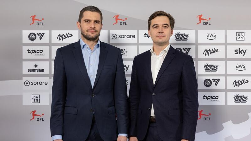 Wie viel TV-Geld es diese Saison gibt - und in Zukunft? Die DFL-Geschäftsführer Marc Lenz (l) und Steffen Merkel sind auch für die TV-Vermarktung zuständig.